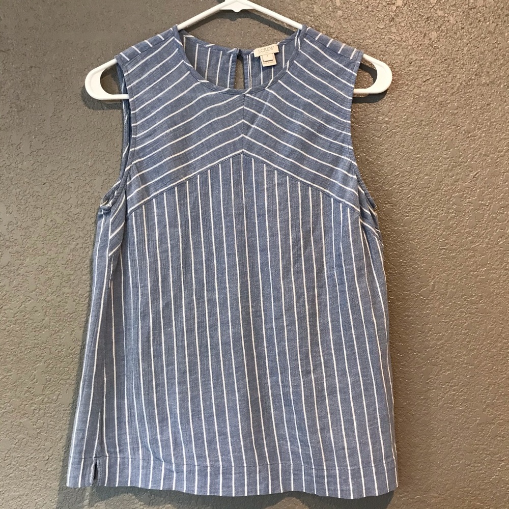 J Crew Chambray and white stripe sleeveless top